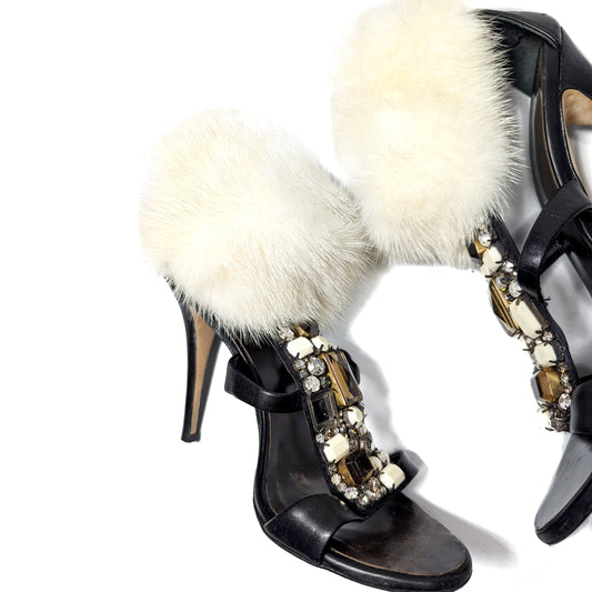 Giuseppe Zanotti fur sandals - EU37.5|UK4.5|US6.5