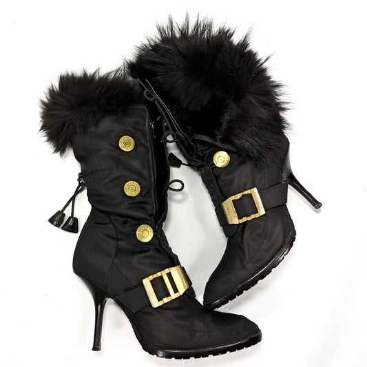 Black Dsquared2 boots lined with real fur - 2 sizes available