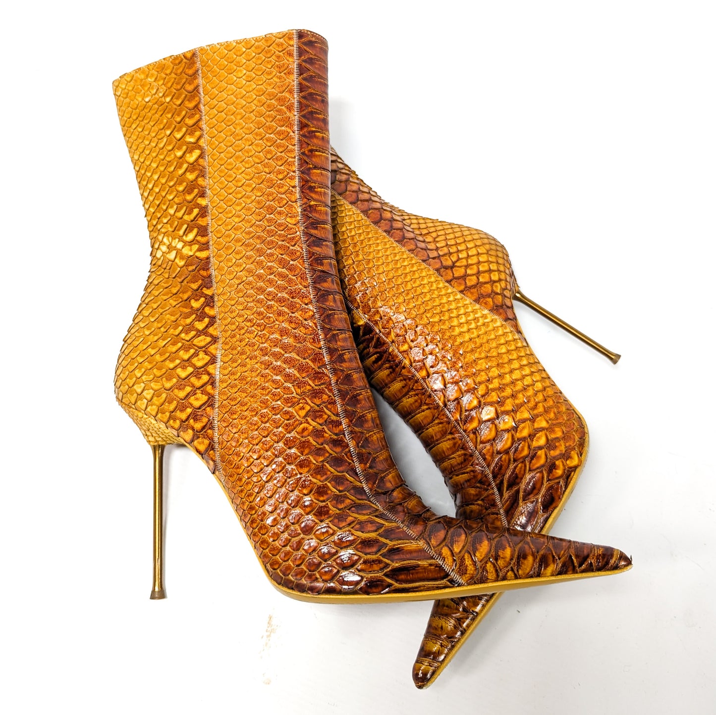 Gianmarco Lorenzi orange python ankle boots - EU38.5|5.5UK|7.5US