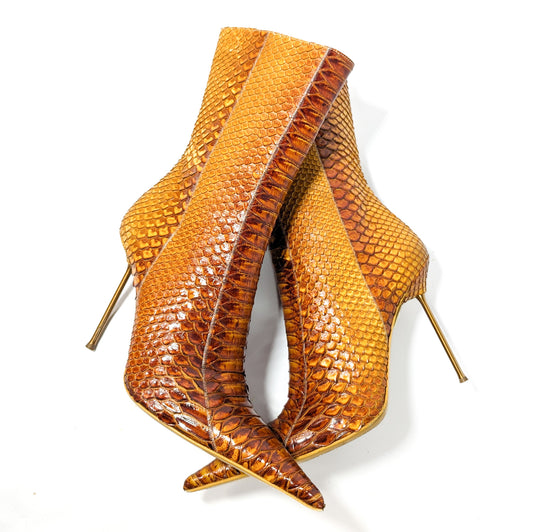 Bottines python Gianmarco Lorenzi orangé - EU38,5|5,5UK|7,5US