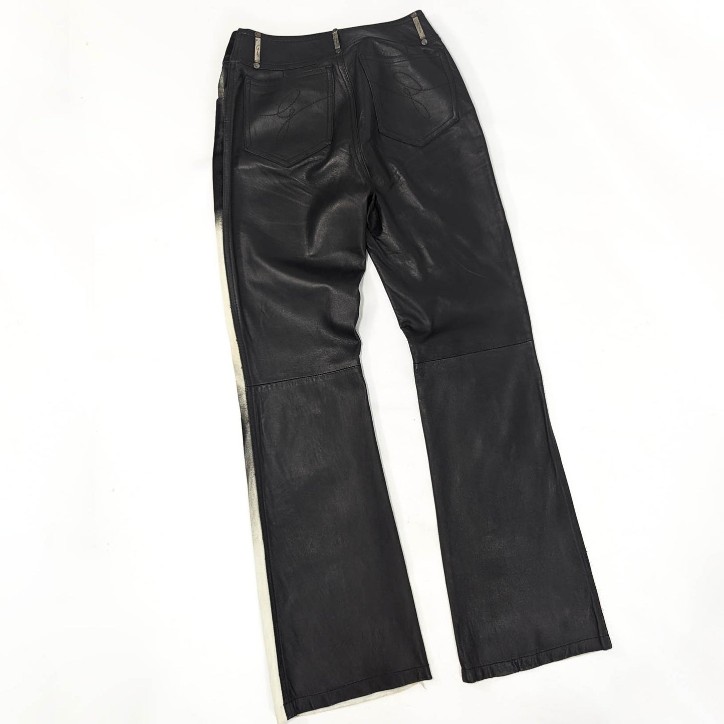 Pantalon en jeans vintage velour et cuir - XL