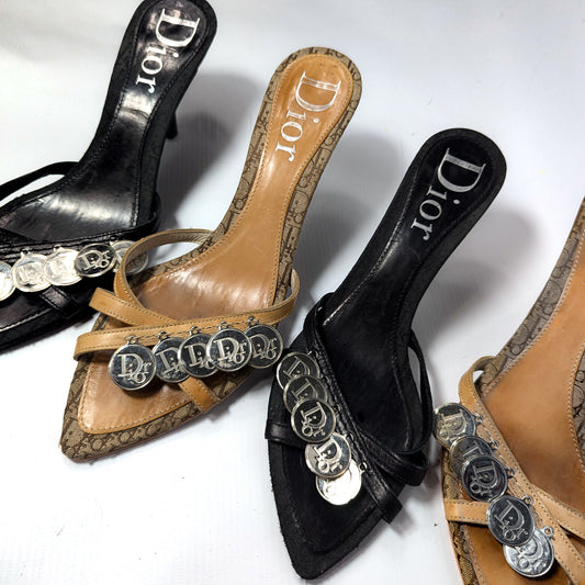 Dior by Galliano beige mules adorned with coins -EU40|7UK|9US