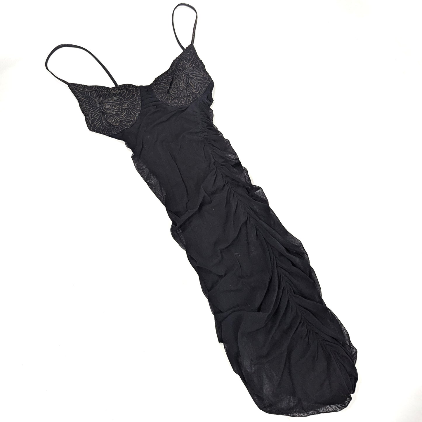 Robe La Perla cintré en mousseline noire - M