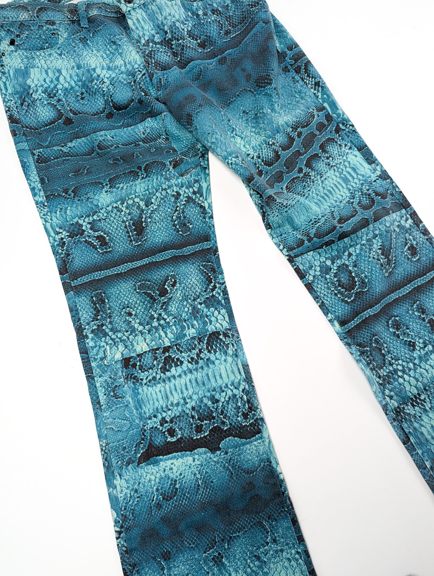 Cavalli blue animal print pants