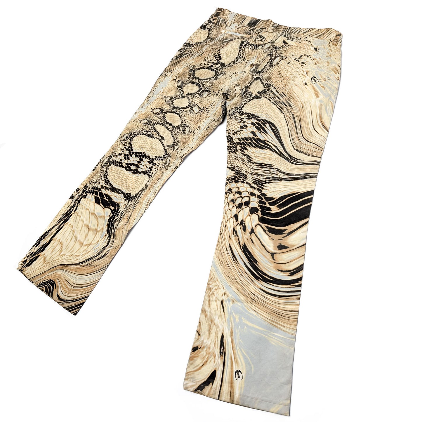 Cavalli beige animal print pants - L