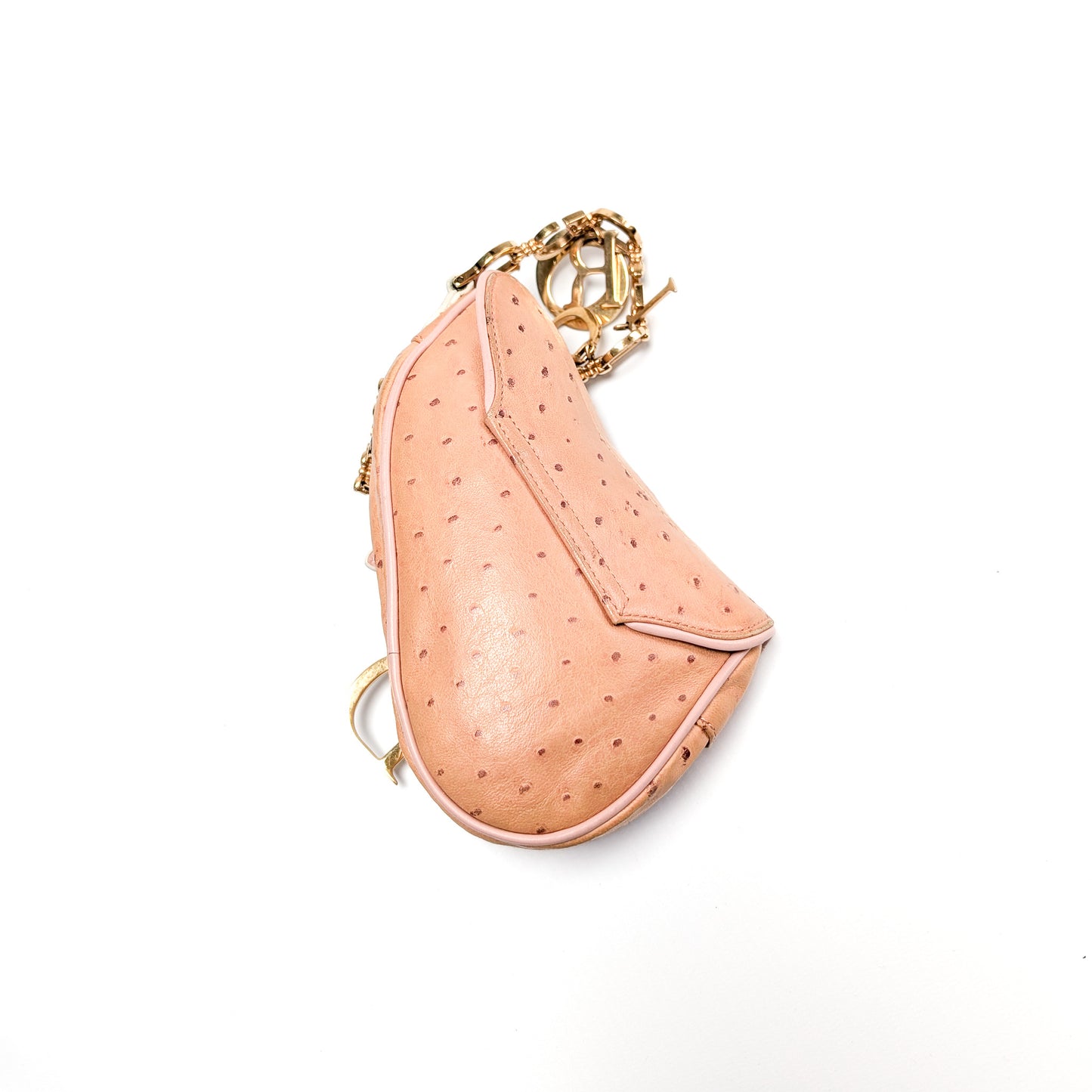 Mini Sac Saddle rose en cuir d'autruche Dior par Galliano - F/W 2000