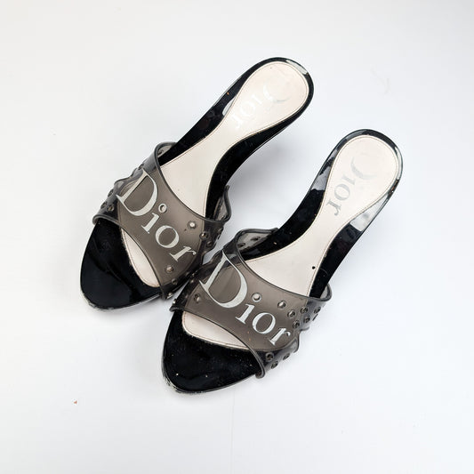 Dior White and Black Jelly Mules by Galliano - EU38|5UK|7US