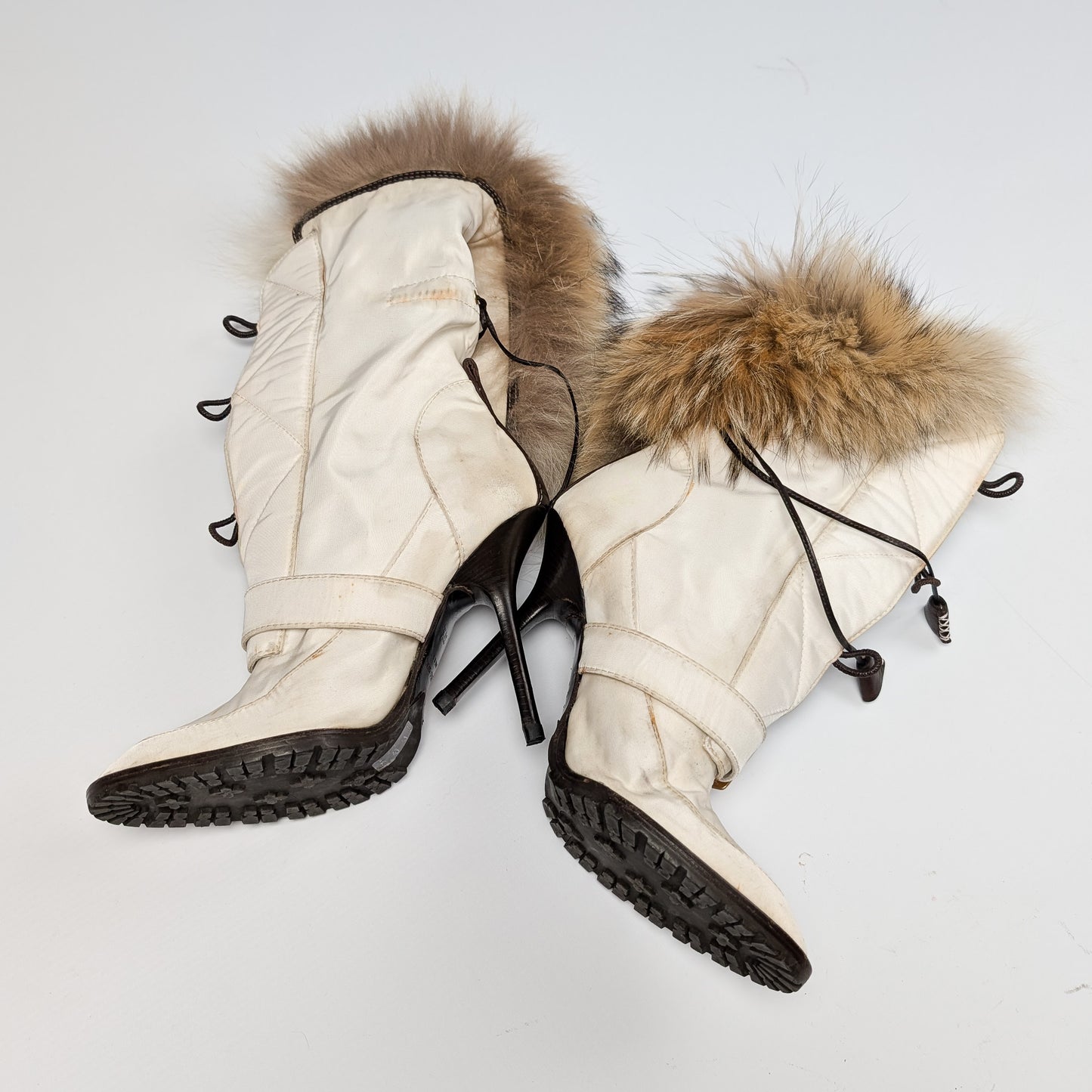 Dsquared2 ecru boots lined with real fur - EU37|UK4|US6