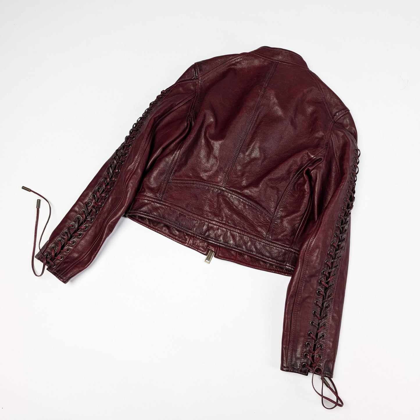 Veste en cuir bordeaux à lacet Dsquared2