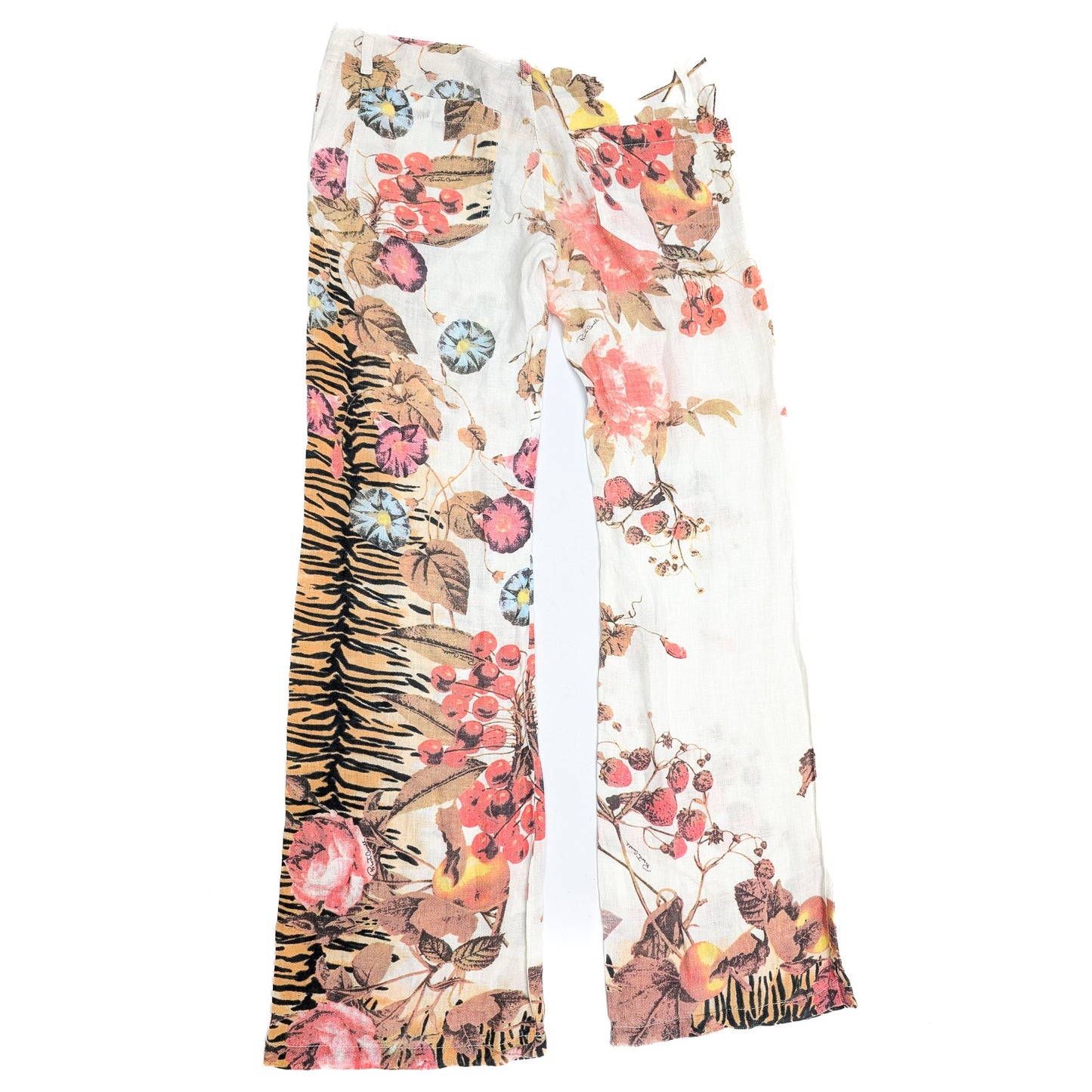 Pantalon lin Roberto Cavalli motif fleural - M