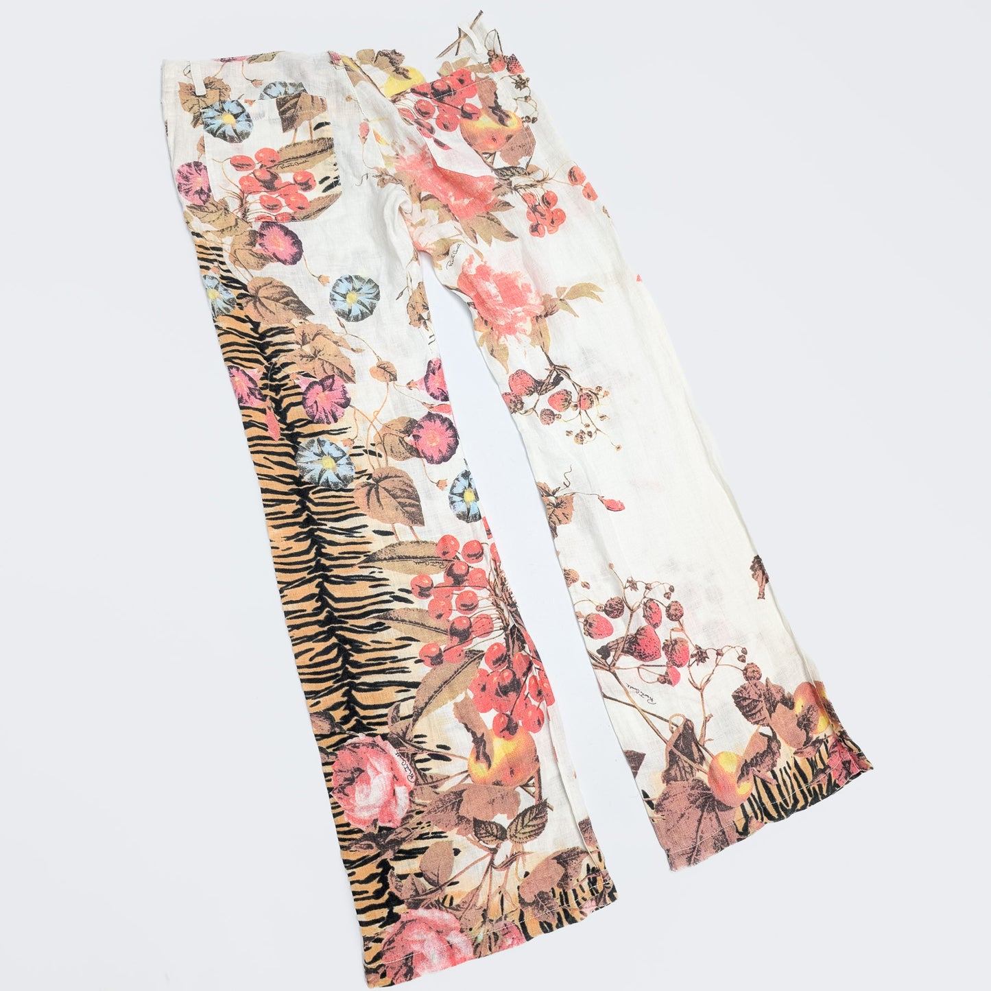 Pantalon lin Roberto Cavalli motif fleural - M