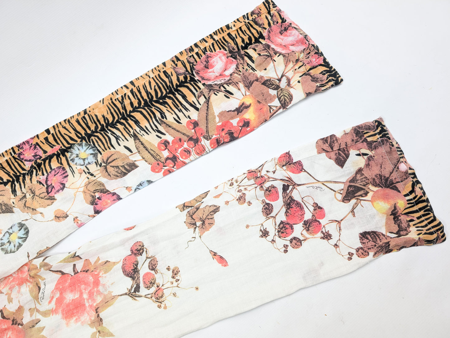 Pantalon lin Roberto Cavalli motif fleural - M