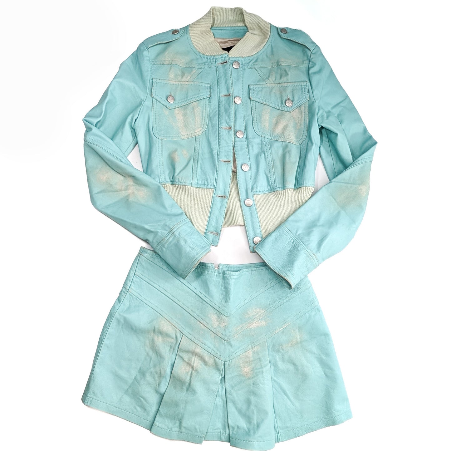 Ensemble veste et jupe cuir Roberto Cavalli
