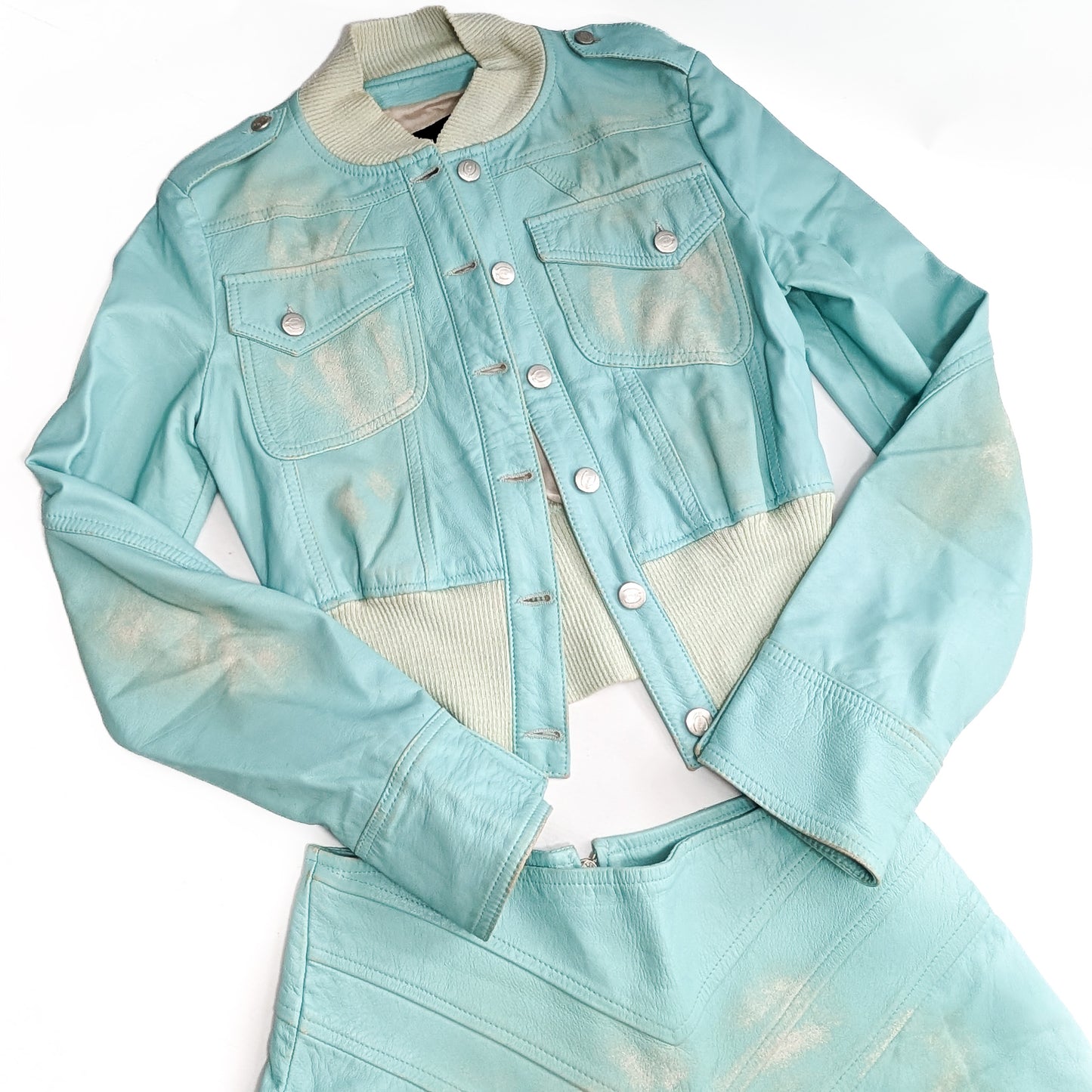 Ensemble veste et jupe cuir Roberto Cavalli