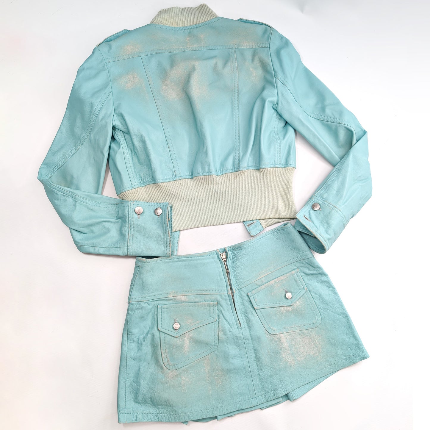 Ensemble veste et jupe cuir Roberto Cavalli
