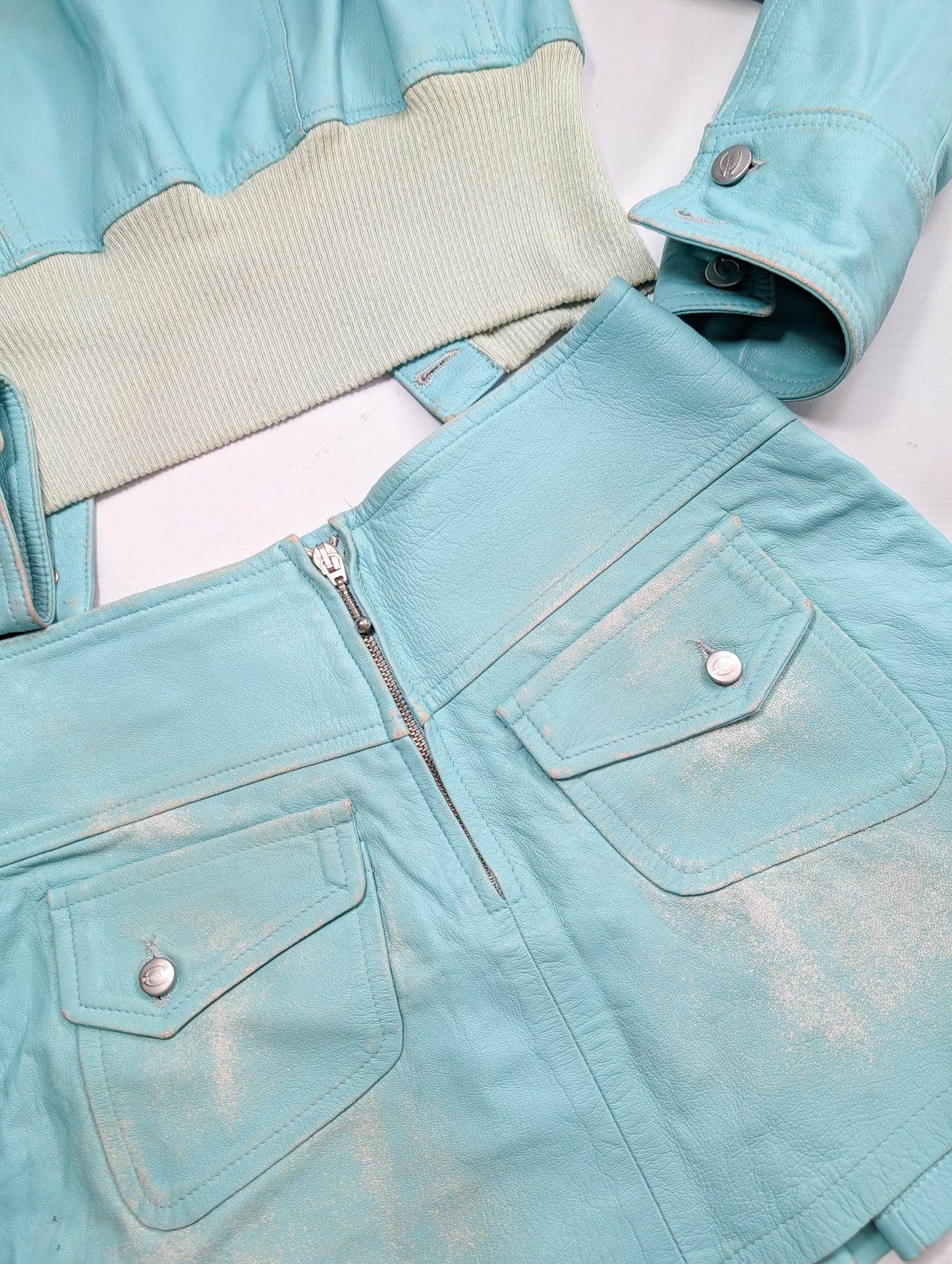 Ensemble veste et jupe cuir Roberto Cavalli
