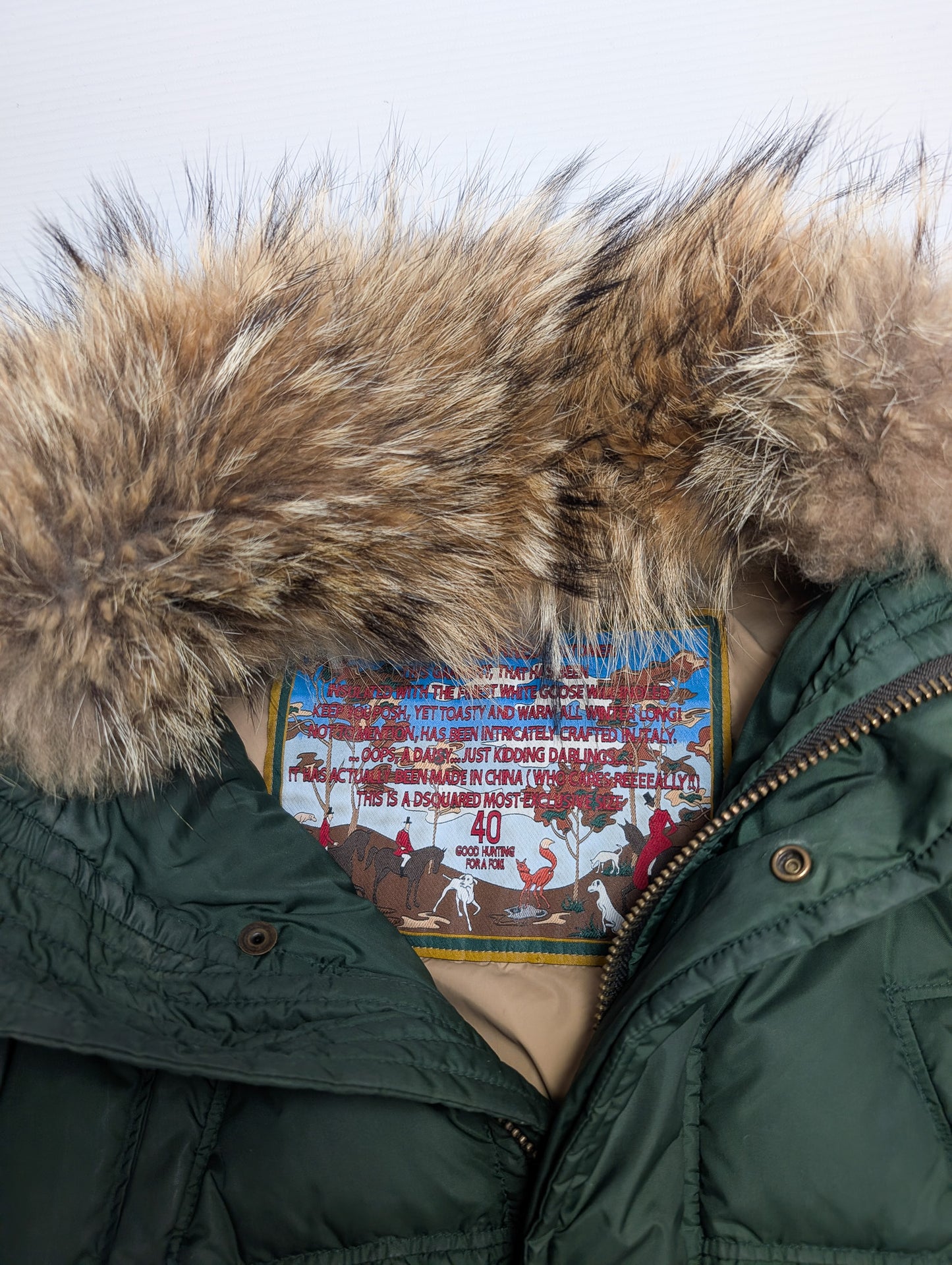 Dsquared2 short puffer jacket in green fur - S