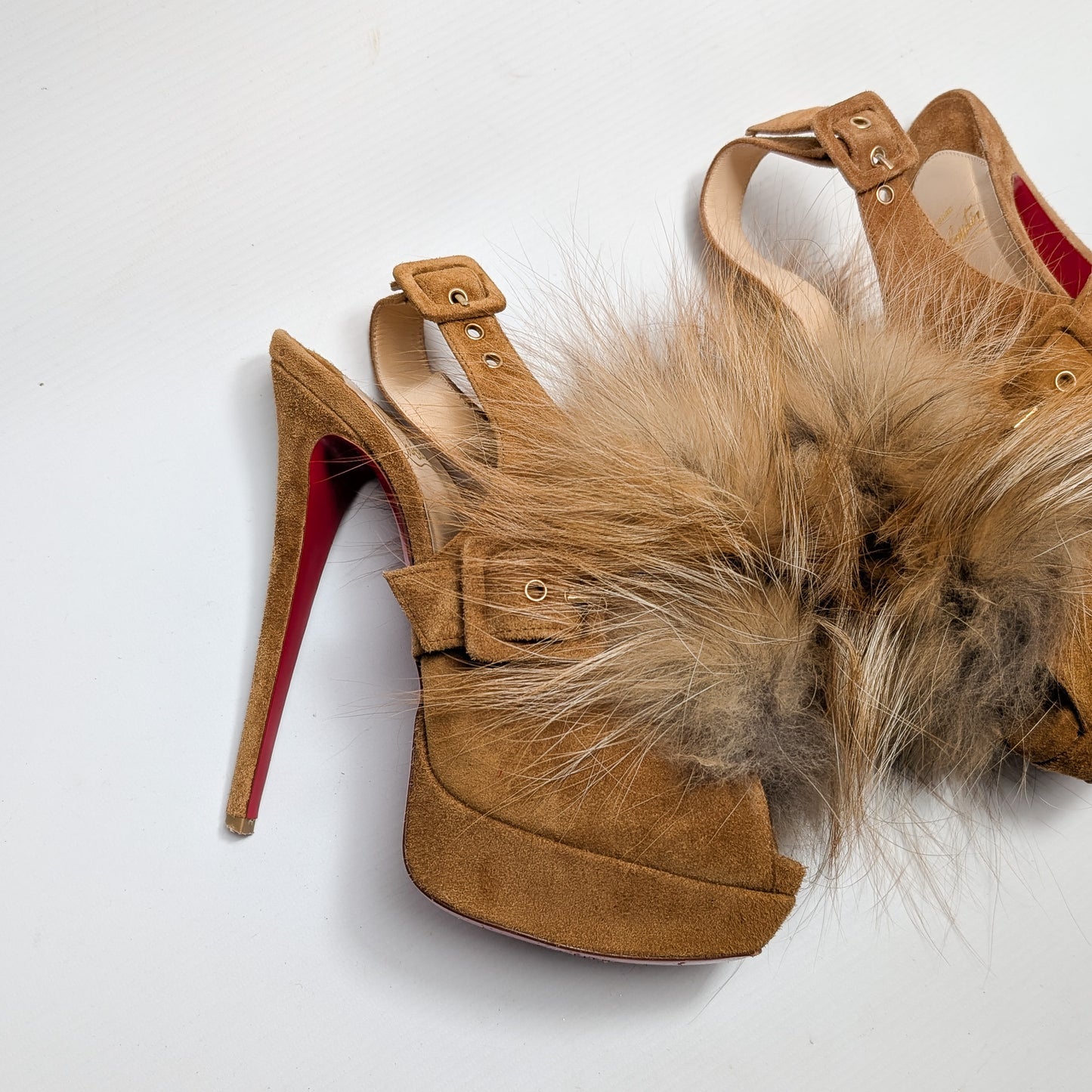 Christian Louboutin fur slingback - EU40|7UK|9US