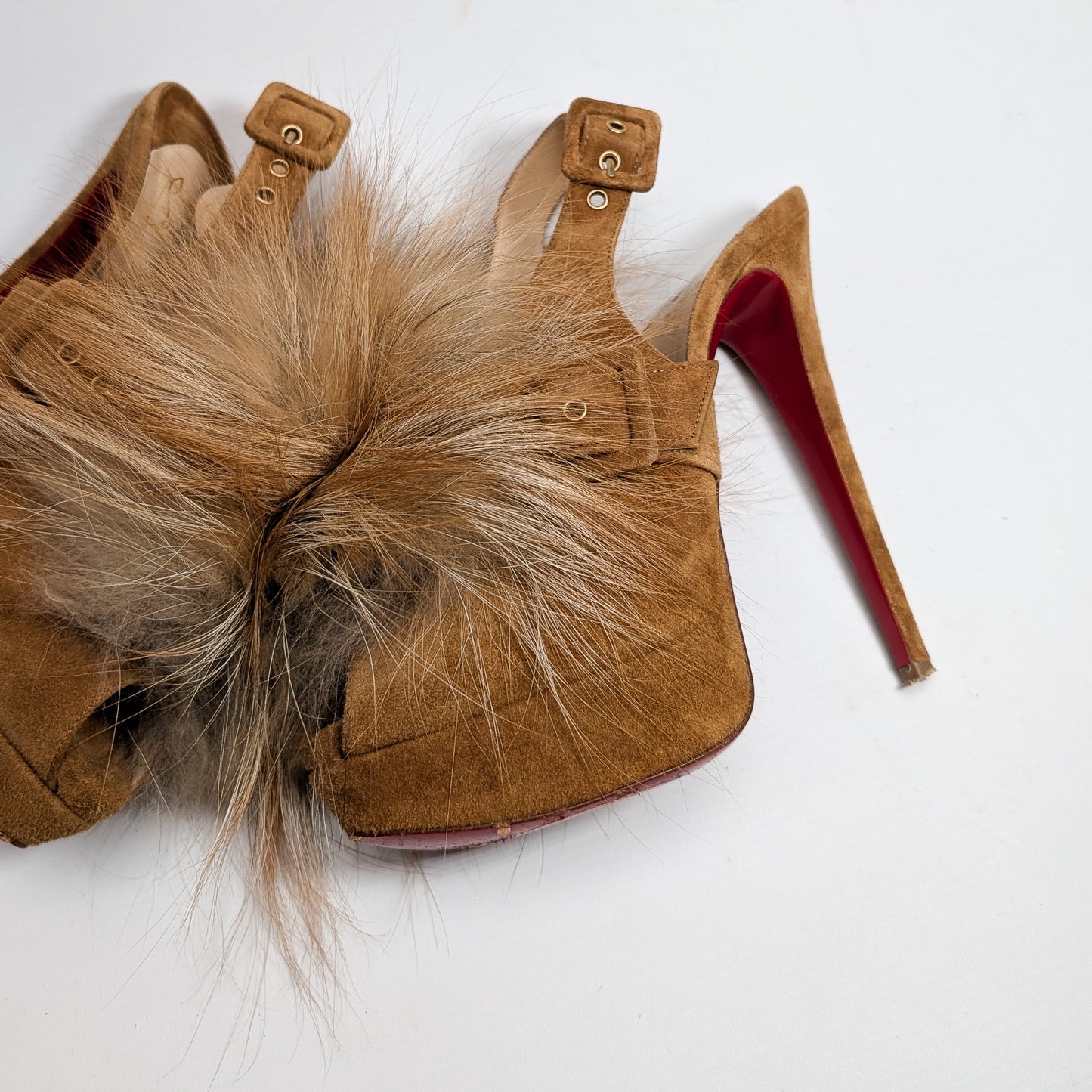 Christian Louboutin fur slingback - EU40|7UK|9US