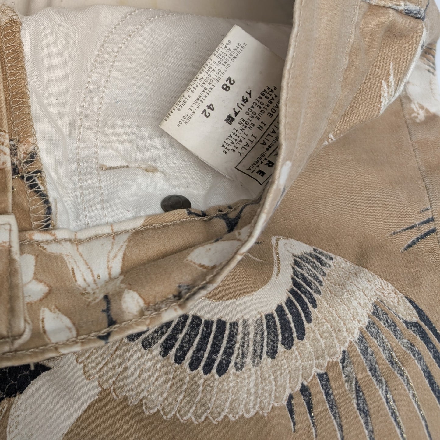 Cavalli beige stretch jeans with oriental print - XS/S