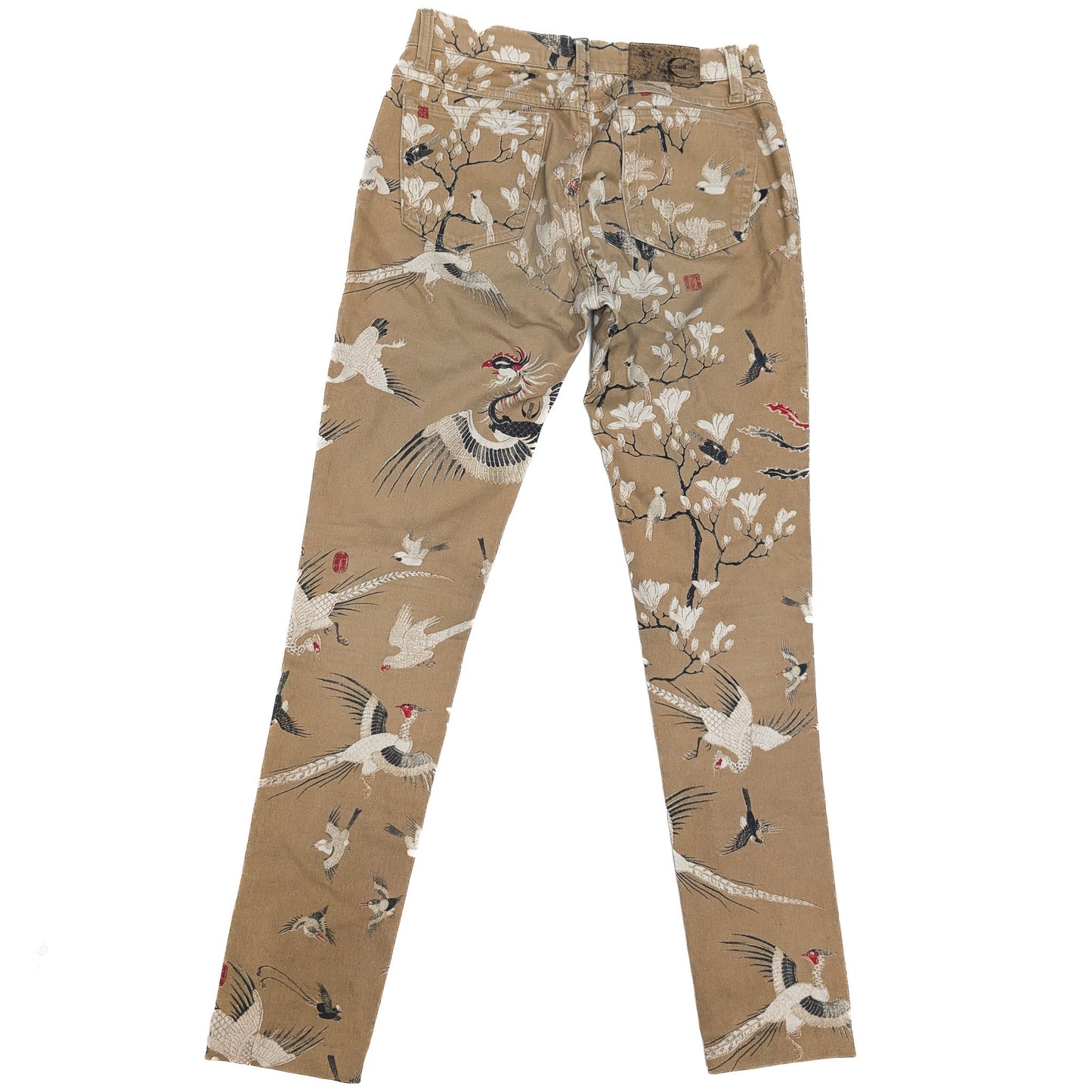 Cavalli beige stretch jeans with oriental print - XS/S