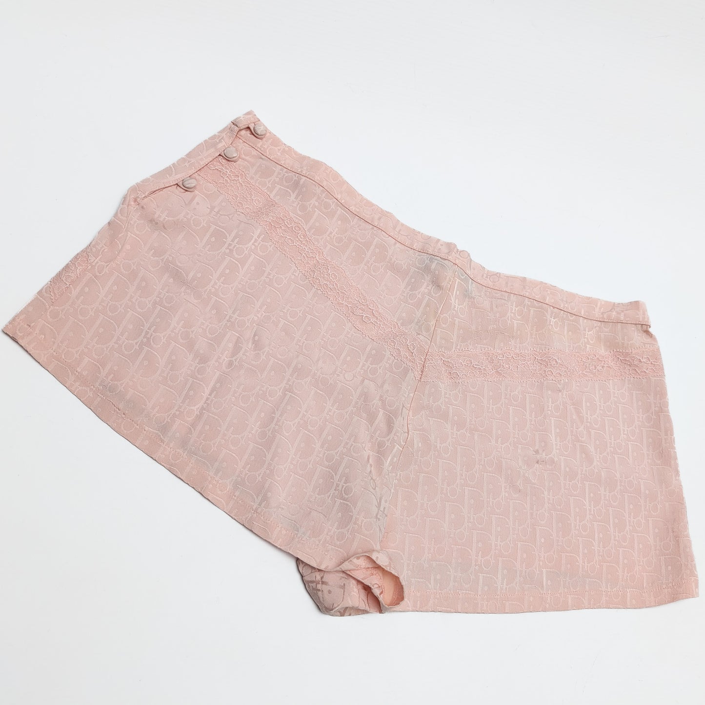 Short Dior en soie et dentelle rose