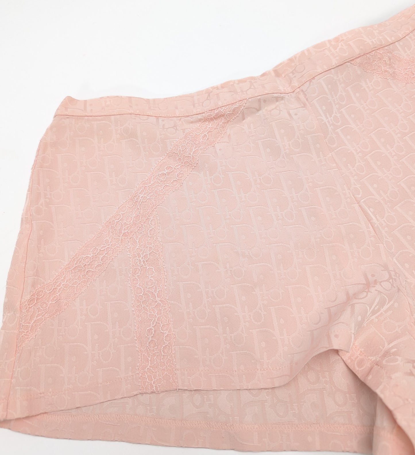 Short Dior en soie et dentelle rose