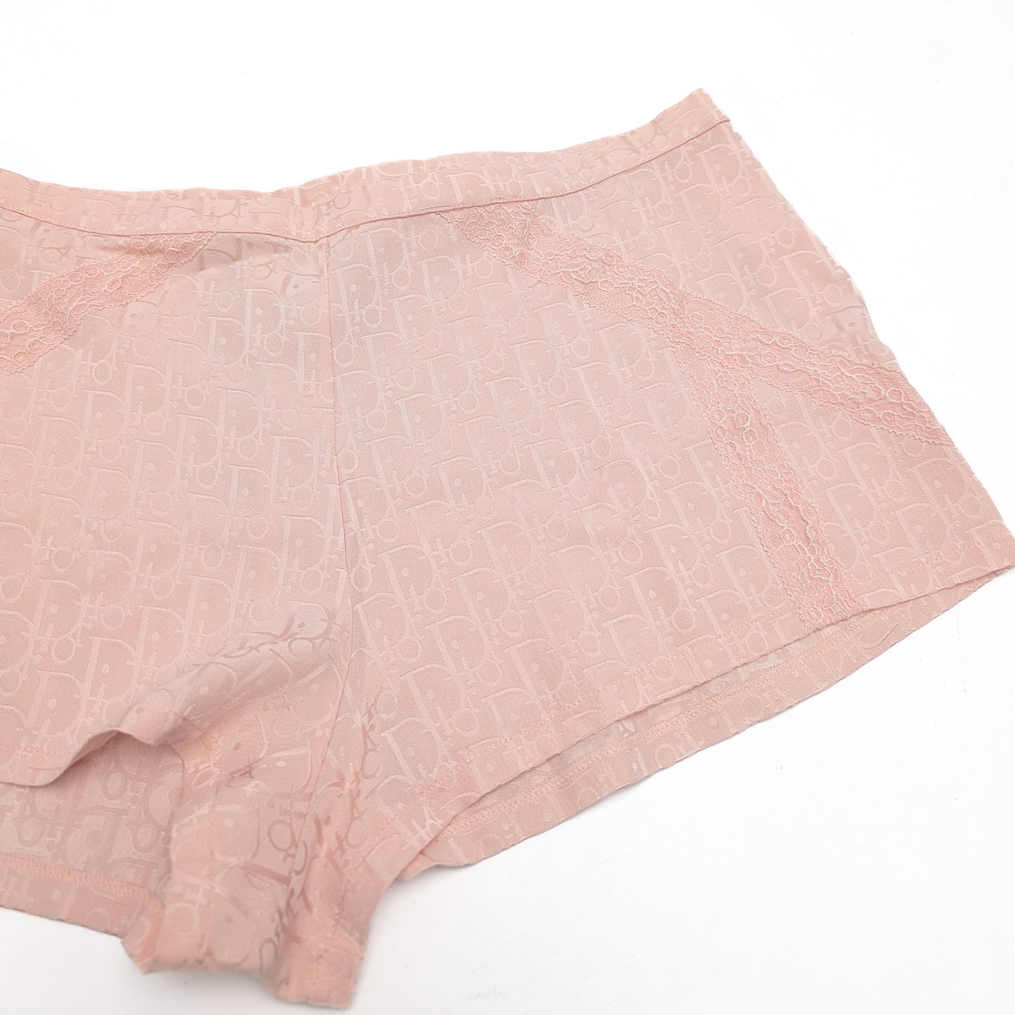 Short Dior en soie et dentelle rose