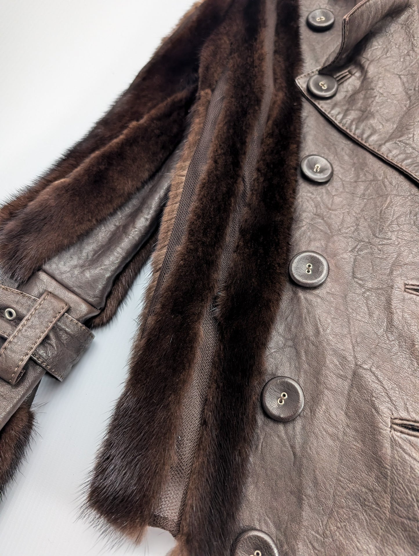 Veste en cuir et vison Dior Galliano F/W 2006