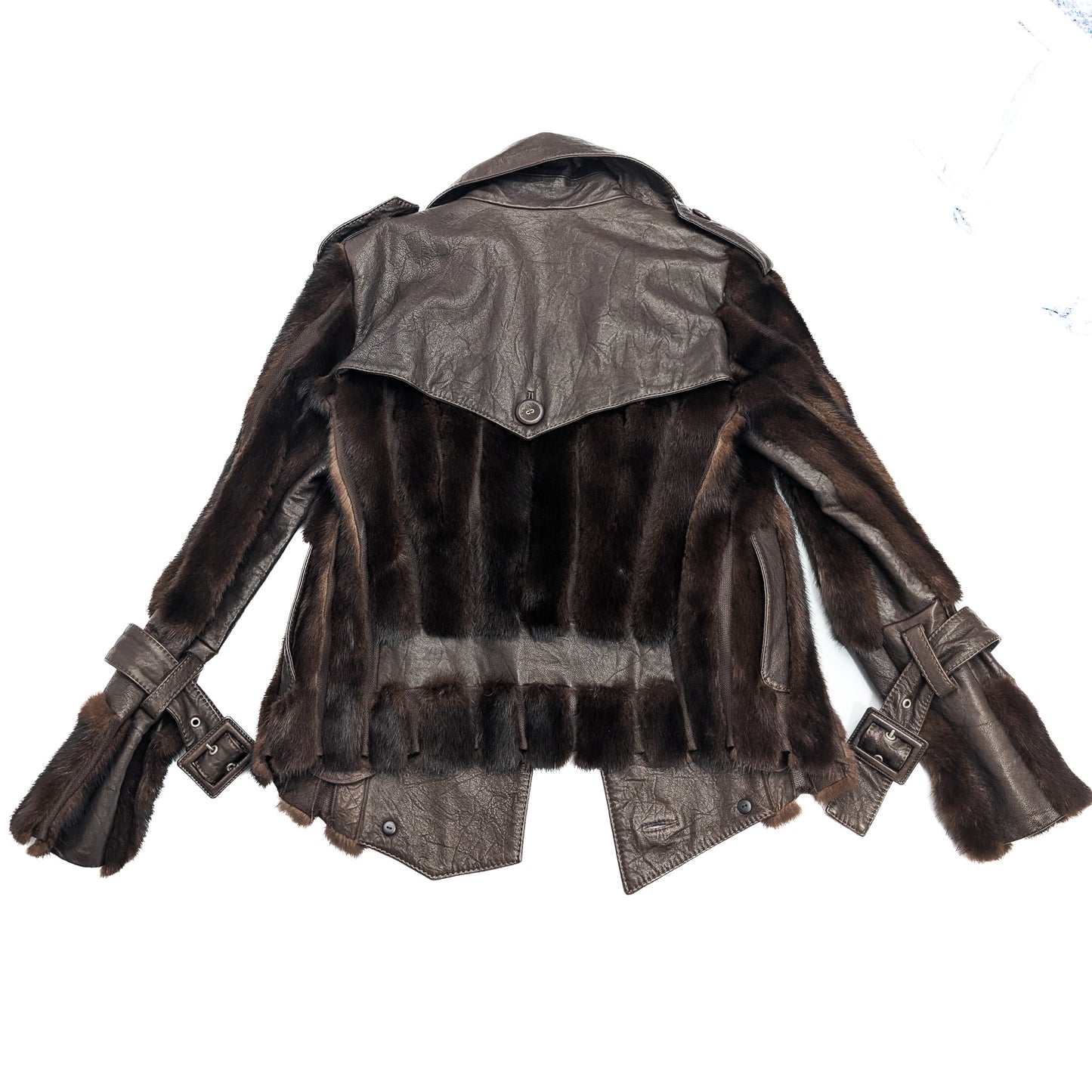 Veste en cuir et vison Dior Galliano F/W 2006