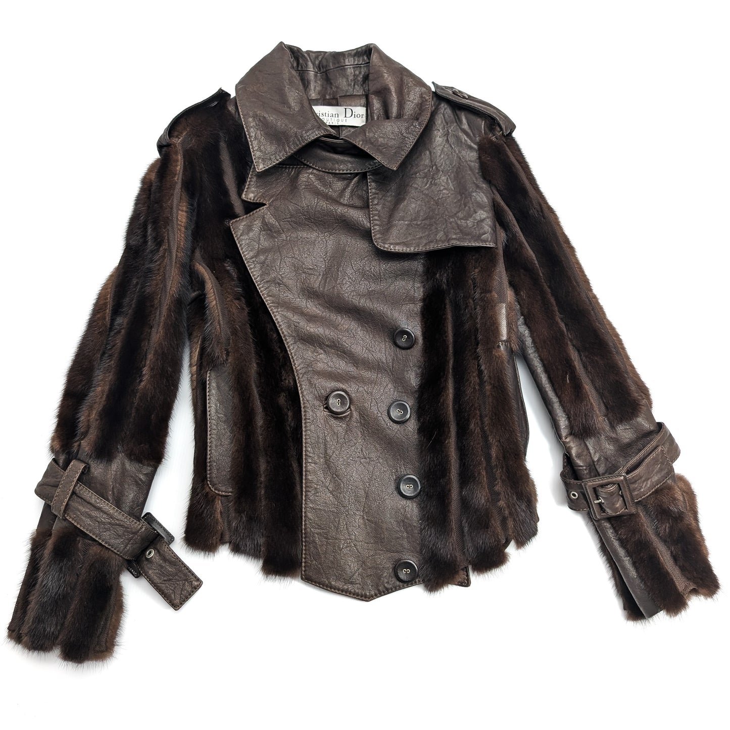 Veste en cuir et vison Dior Galliano F/W 2006