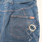 Dior by Galliano denim mini skirt with pink topstitching - M