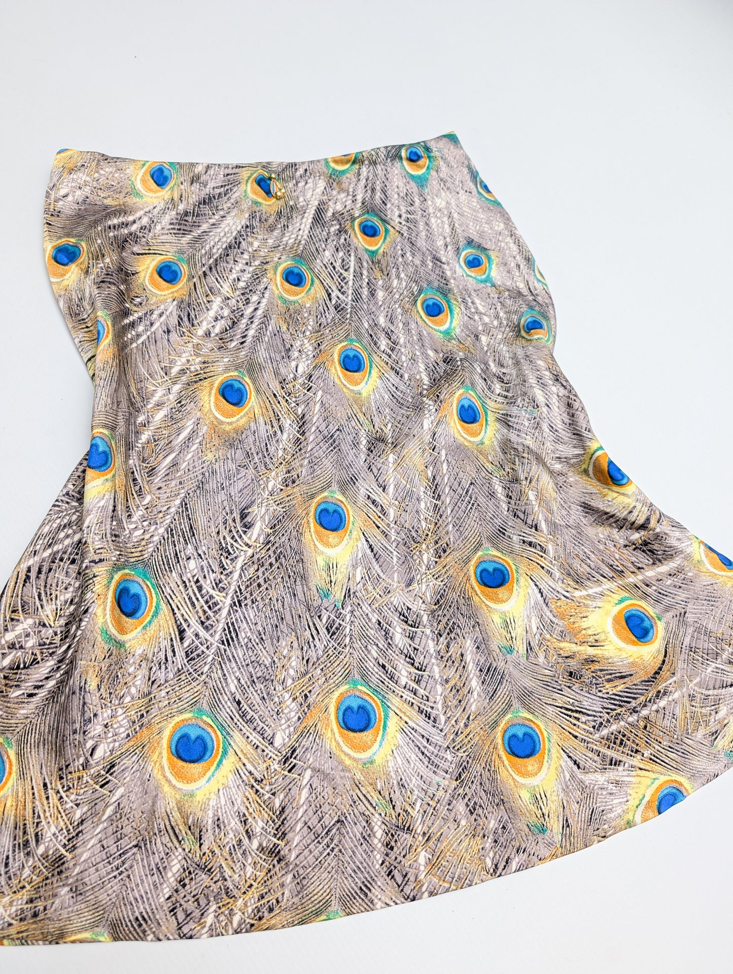 Roberto Cavalli Peacock Silk Skirt - F/W 1999