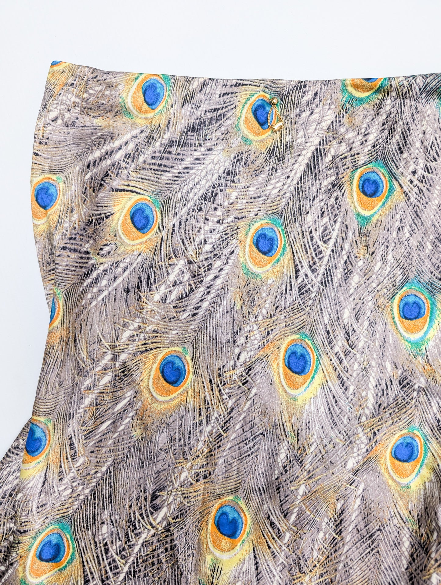Roberto Cavalli Peacock Silk Skirt - F/W 1999