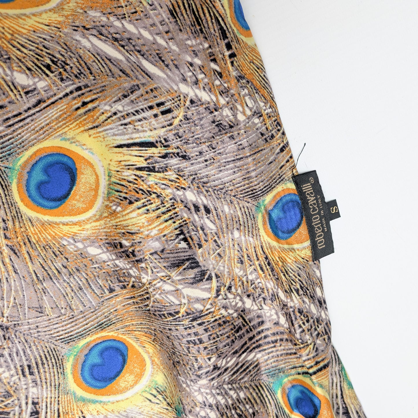 Roberto Cavalli Peacock Silk Skirt - F/W 1999