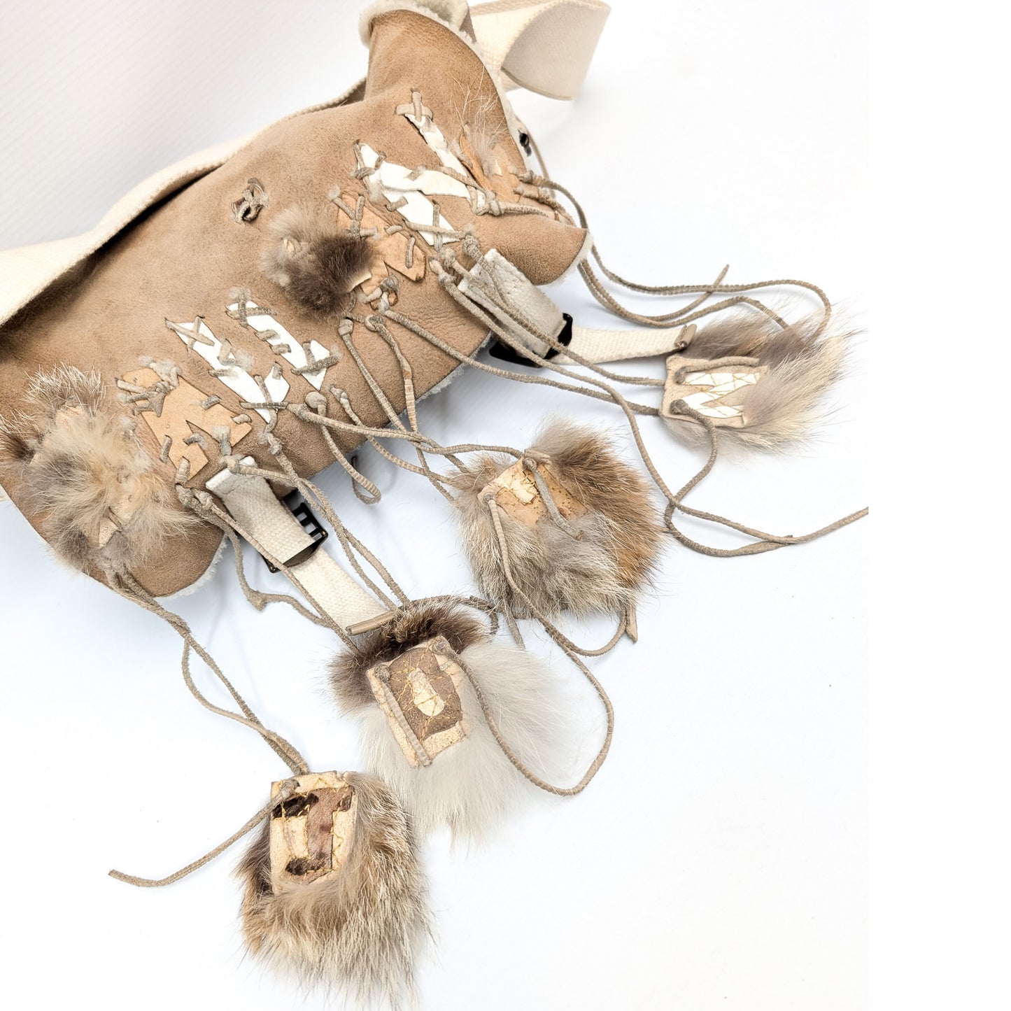 Sac en daim et fourrure John Galliano
