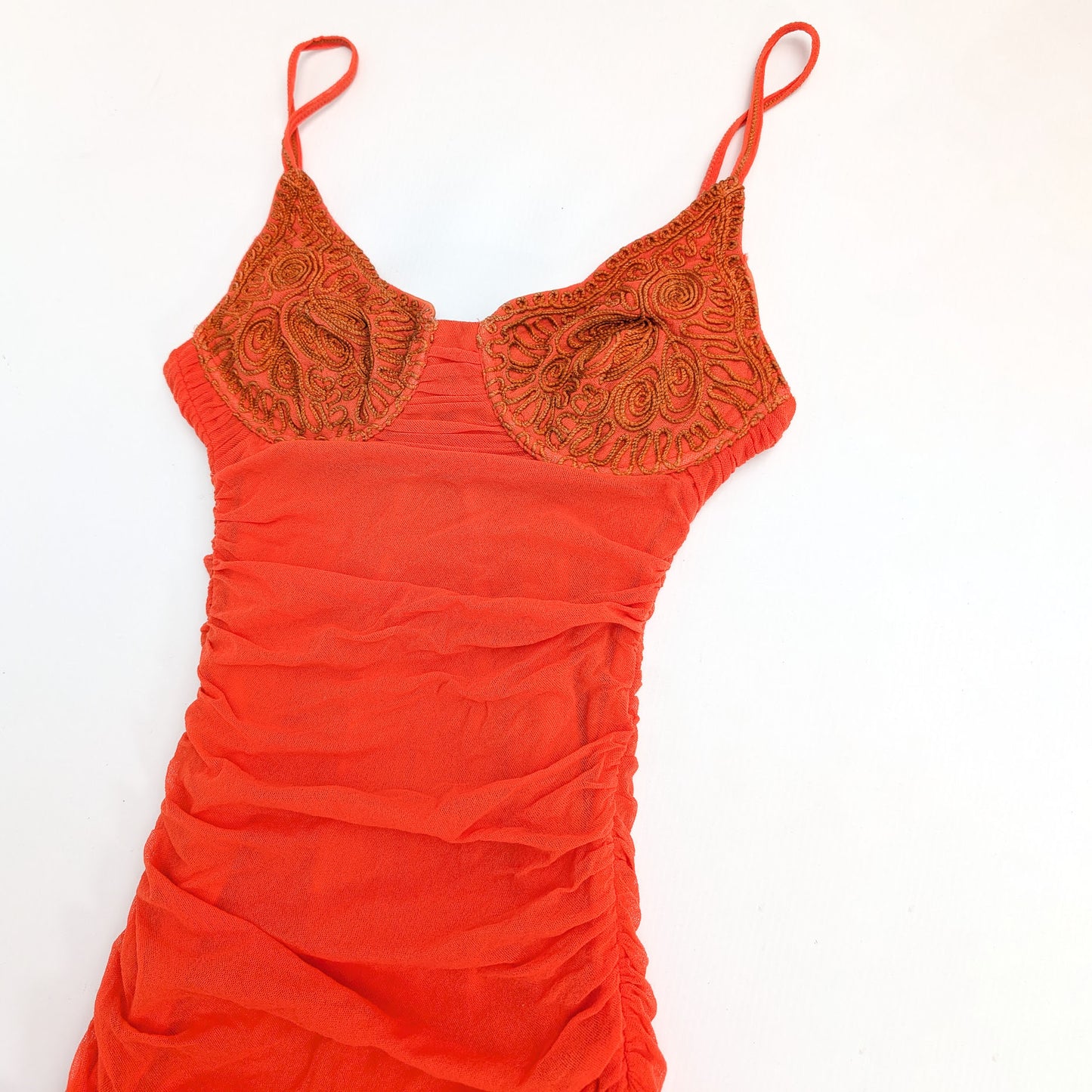 Robe La Perla cintré en mousseline orange - M