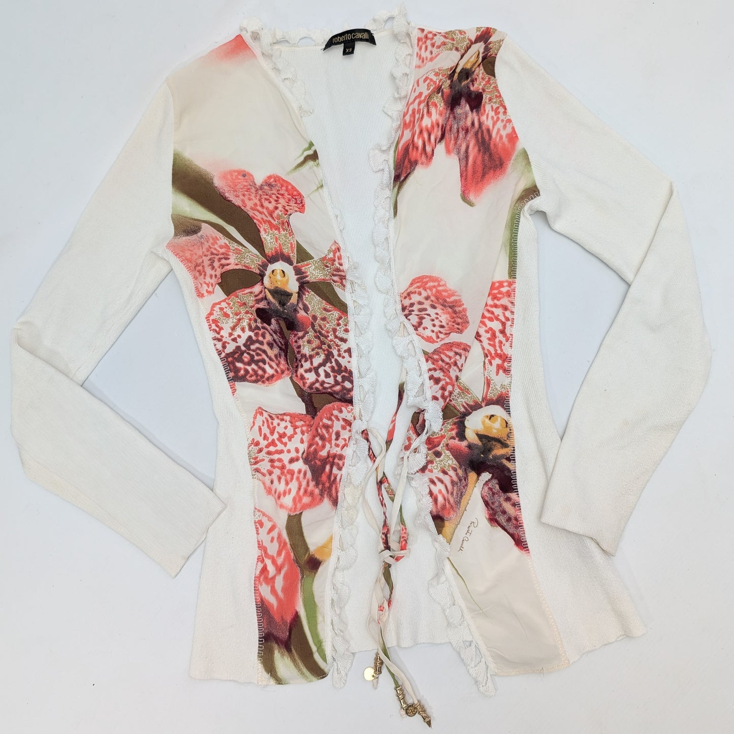 Ensemble cardigan et pantalon Roberto Cavalli fleur - L