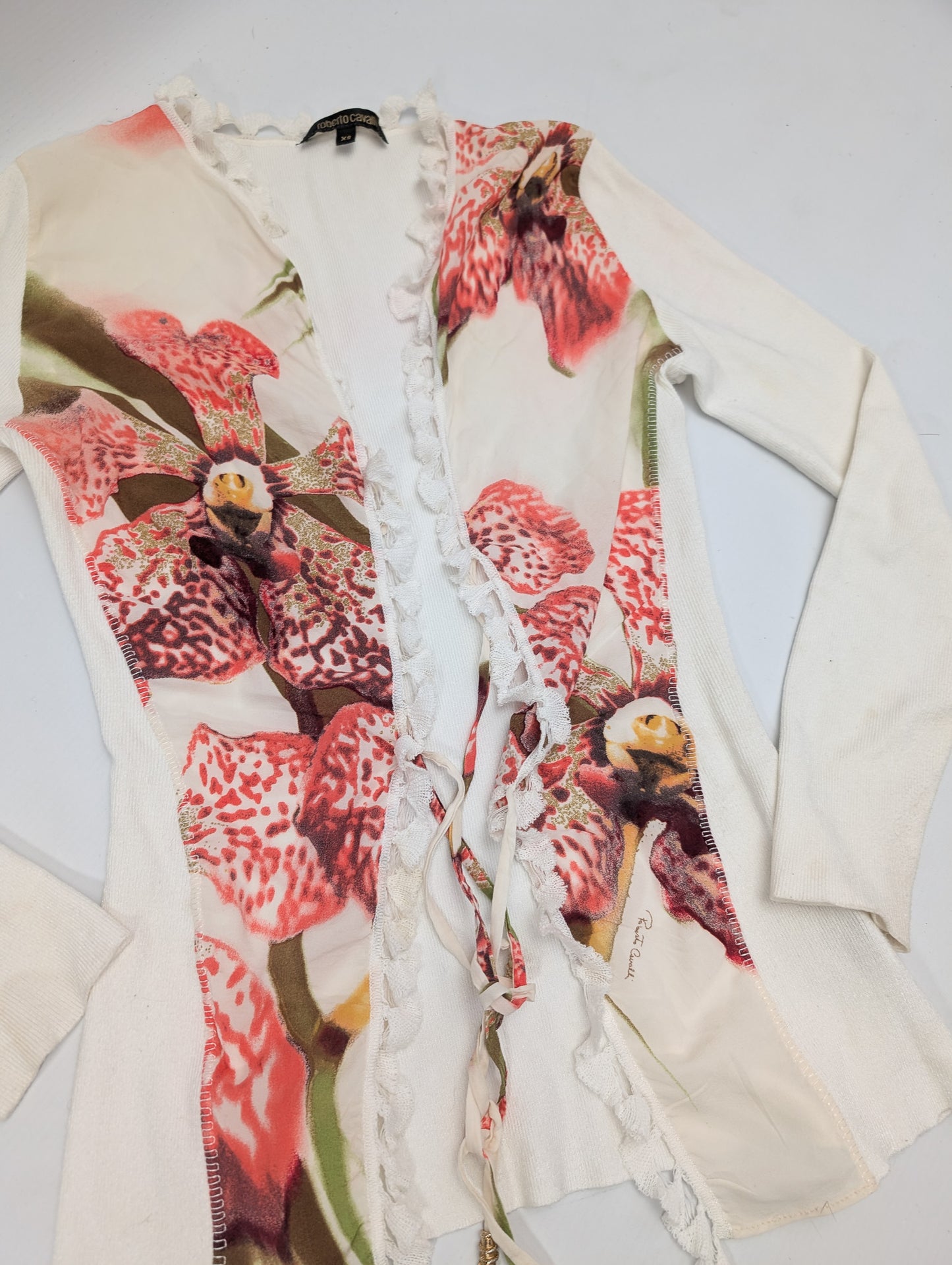 Ensemble cardigan et pantalon Roberto Cavalli fleur - L