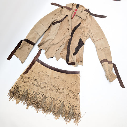 Ensemble jupe et veste en daim - L