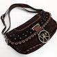 Brown suede bag by Galliano Peace and Love - S/S 2005