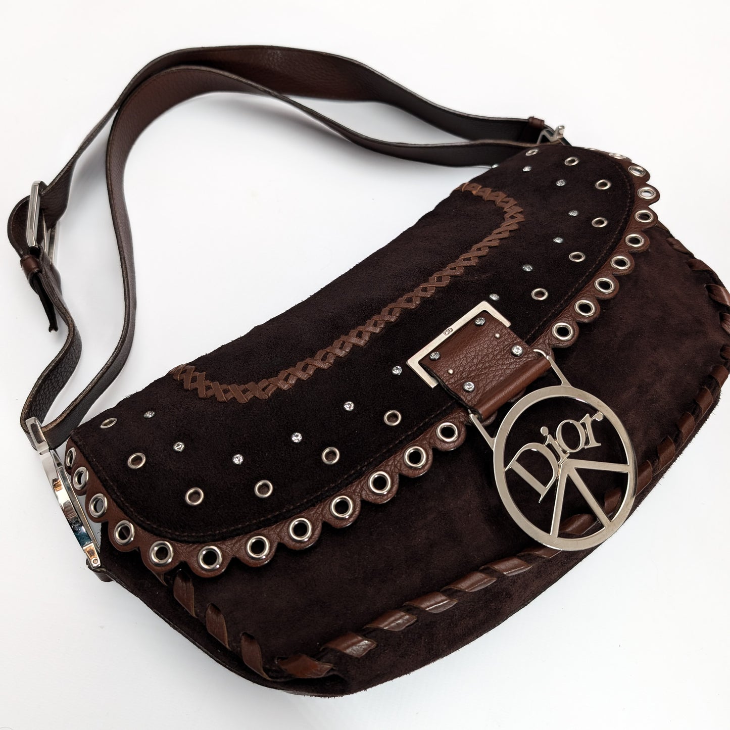 Brown suede bag by Galliano Peace and Love - S/S 2005