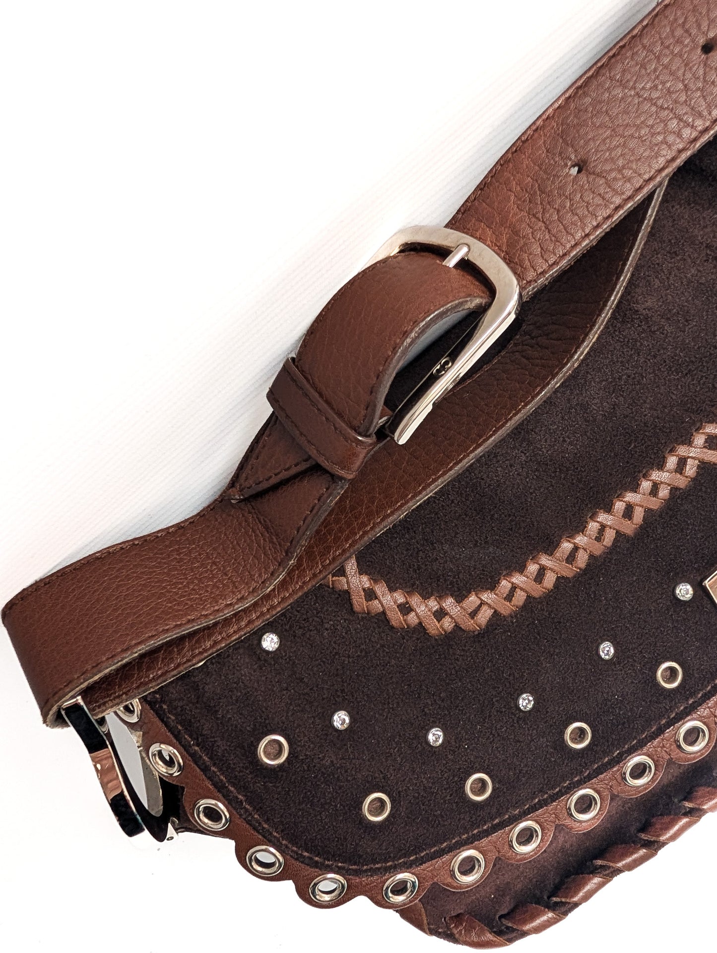 Brown suede bag by Galliano Peace and Love - S/S 2005