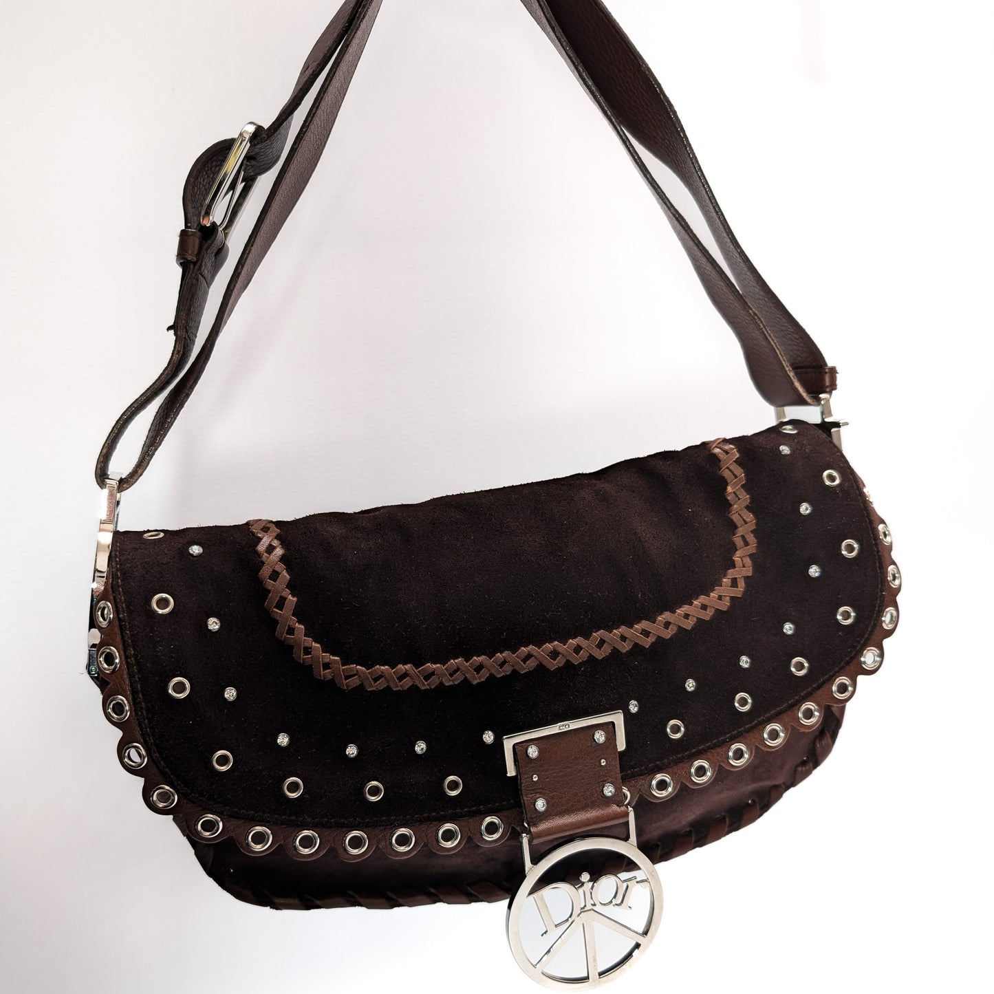 Brown suede bag by Galliano Peace and Love - S/S 2005