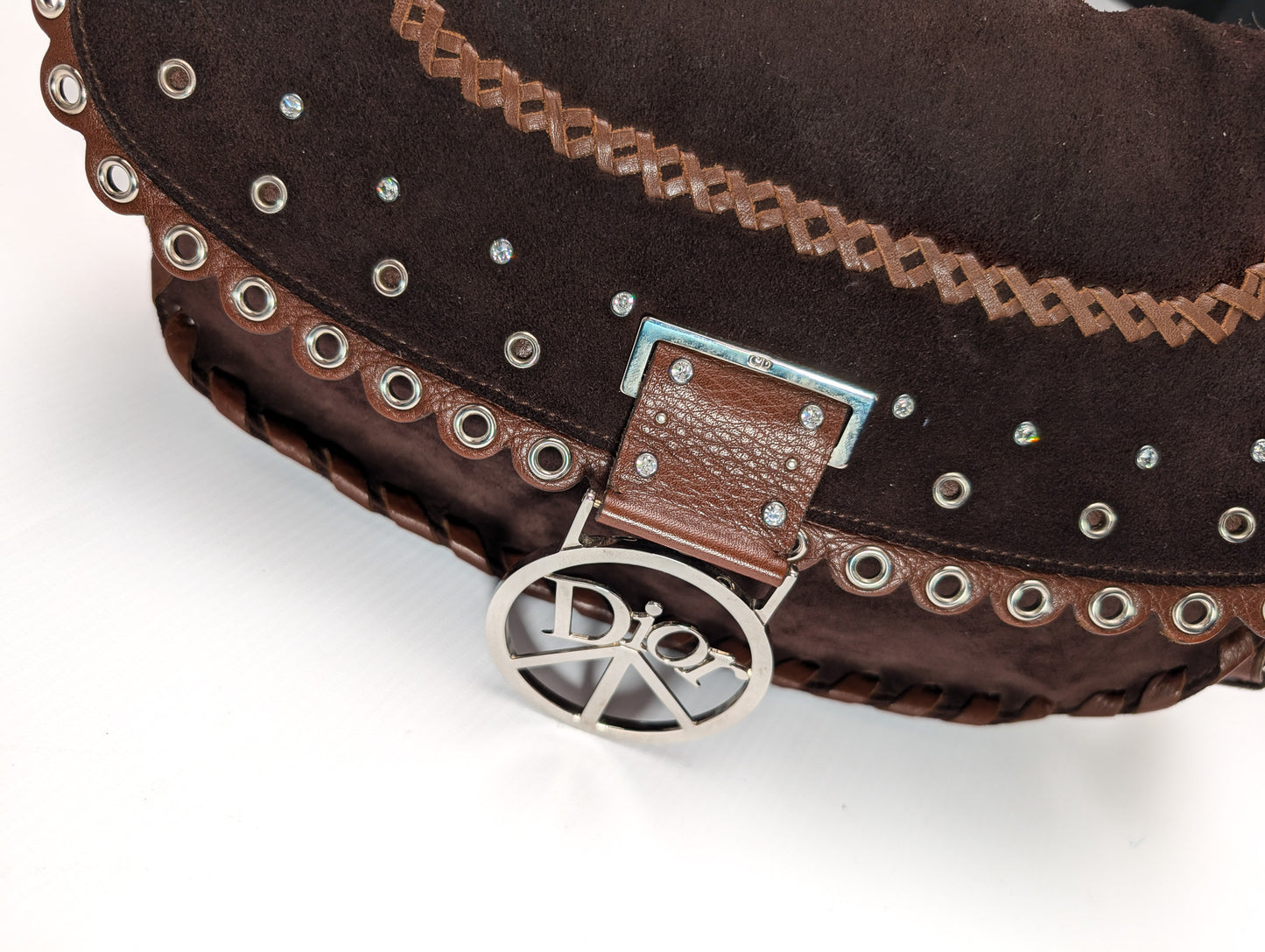 Brown suede bag by Galliano Peace and Love - S/S 2005