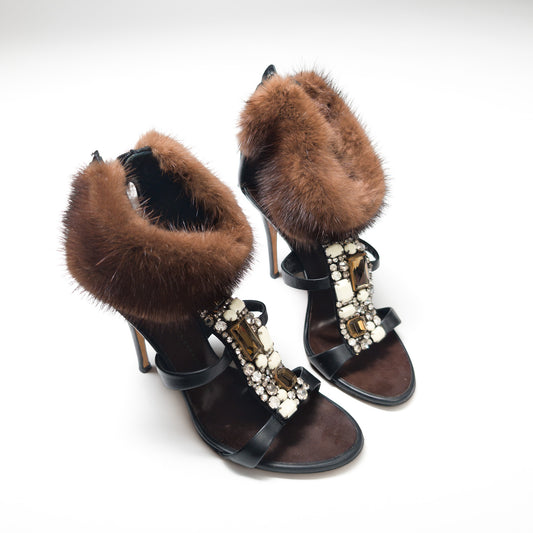 Giuseppe Zanotti fur sandals - EU38|UK5|US7