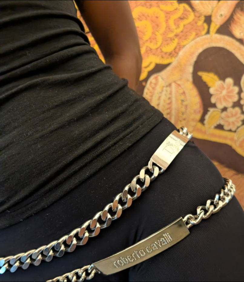 Roberto Cavalli silver chain belt