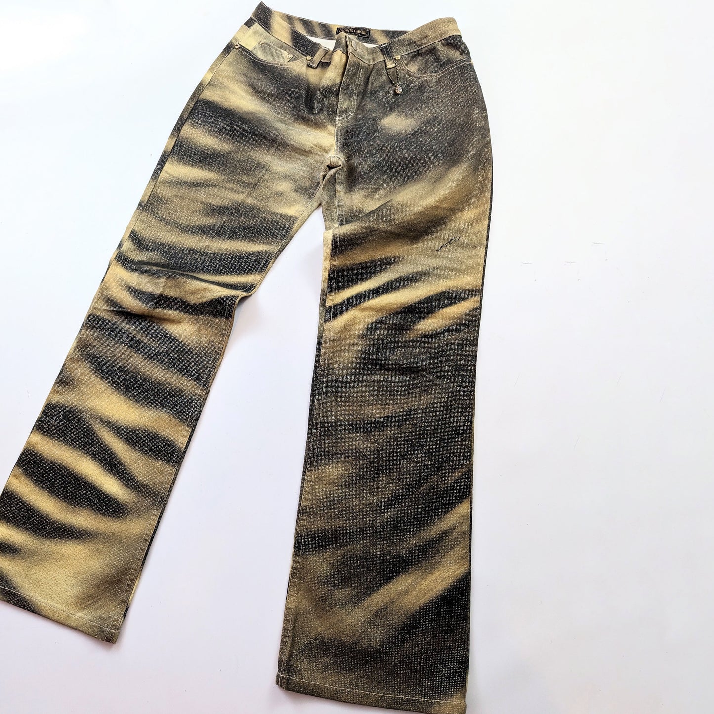 Pantalon jeans Roberto Cavalli imprimé tigre - L