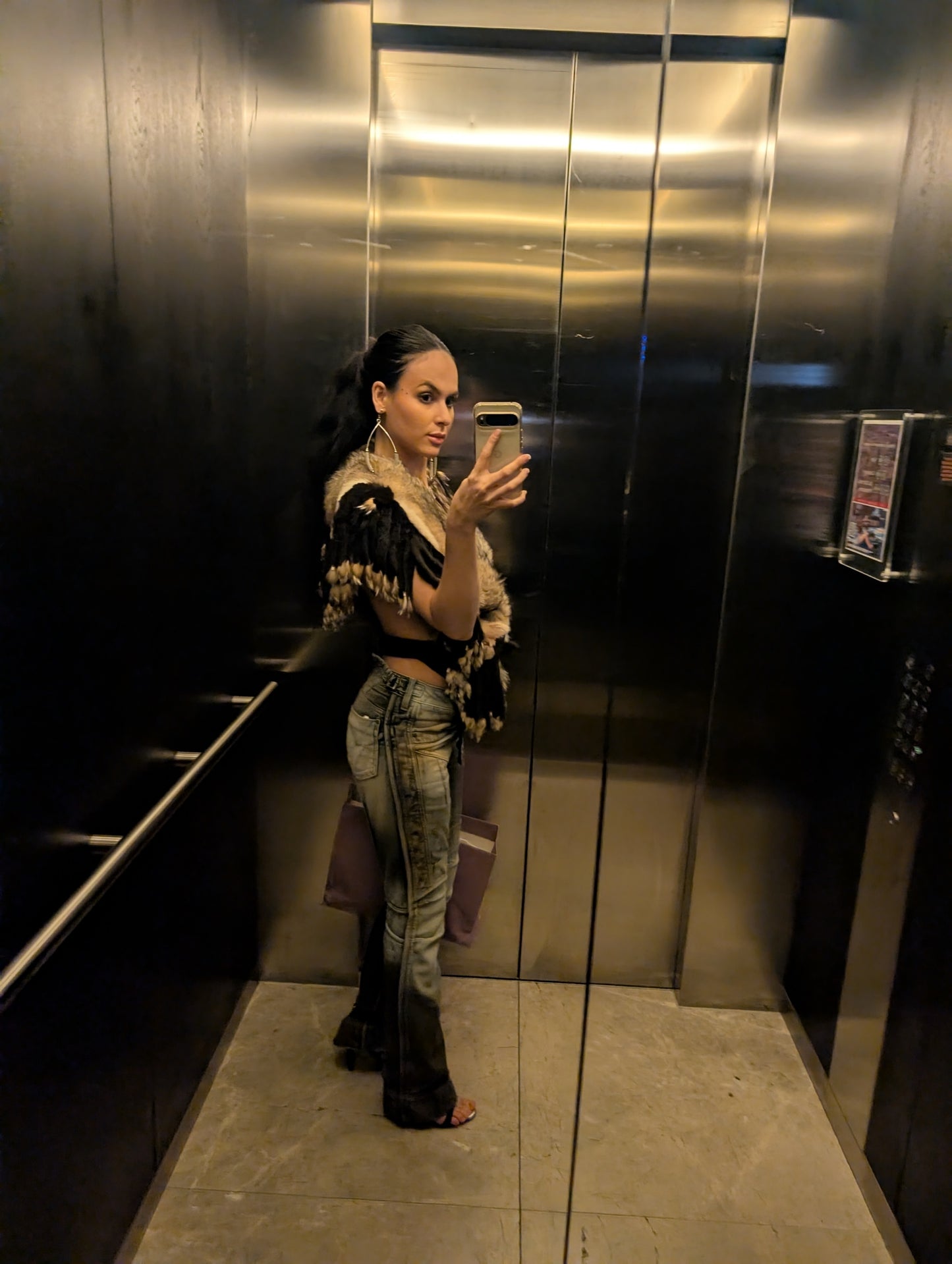 Vintage fur backless top