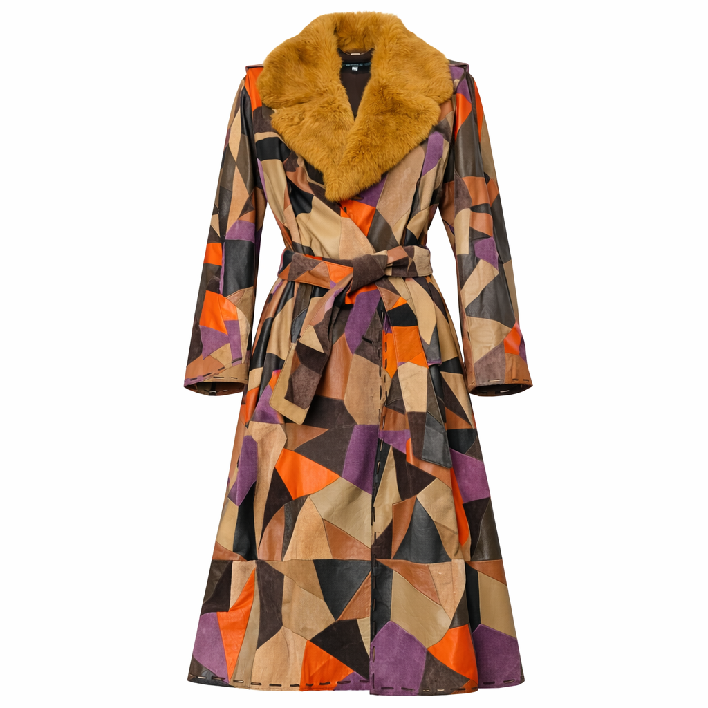 Versace leather patchwork coat